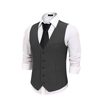 COOFANDY Men' Business Suit Vest Slim Fit Formal Dress Vest Lightweight Casual Waistcoat