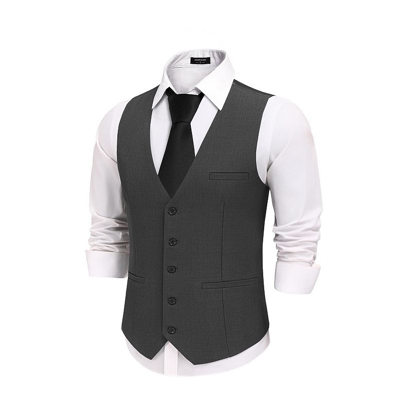 mens casual dress vest COOFANDY Men' s Business Suit Slim Fit Formal Vest Lightweight Waistcoat Dark Gray L The Slip Skirt (Size):XS Ann Lowe - Wikipedia short sleeve maxi dress Grey vest Fully Lined