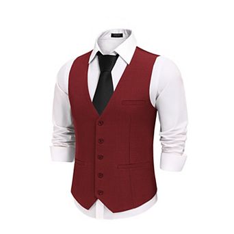 COOFANDY Men' Business Suit Vest Slim Fit Formal Dress Vest Lightweight Casual Waistcoat