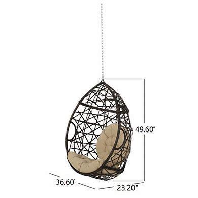 Hanging Egg Chair PE Rattan Wicker Hanging Basket with Water-Resistant Cushion