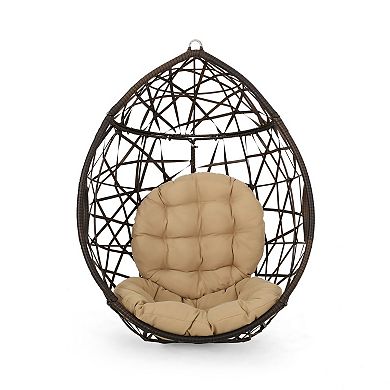 Hanging Egg Chair PE Rattan Wicker Hanging Basket with Water-Resistant Cushion