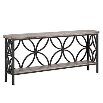 Industrial Sofa Table with Two Tier Shelves, Narrow Console Table for Living Room