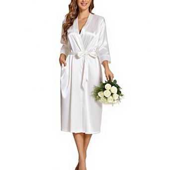 Ekouaer Silk Robes for Women Long Satin Bride Bridesmaid Wedding Party Robes Lightweight