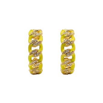 The Collective by DBJ Twist Hoop Earrings with Enamel & Zirconia