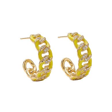 The Collective by DBJ Twist Hoop Earrings with Enamel & Zirconia