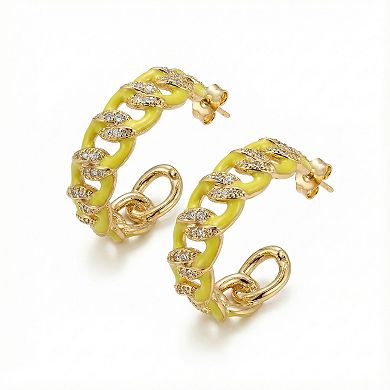 The Collective by DBJ Twist Hoop Earrings with Enamel & Zirconia