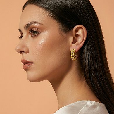 The Collective by DBJ Twist Hoop Earrings with Enamel & Zirconia