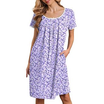 Ekouaer Womens Short Sleeve House Dresses with Pockets Flower