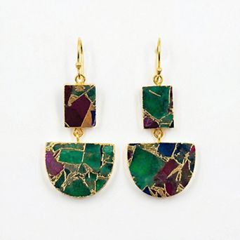 The Collective by DBJ Mosaic Drop Earrings with Glass Gems