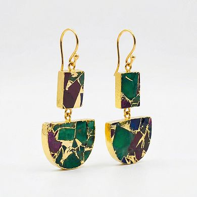 The Collective by DBJ Mosaic Drop Earrings with Glass Gems