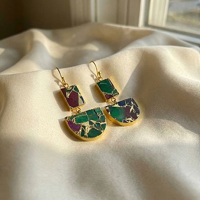 The Collective by DBJ Mosaic Drop Earrings with Glass Gems