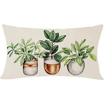 Boho Greenery Lumbar Pillow Covers, Farmhouse Outdoor Cushion