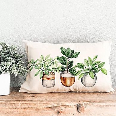 Boho Greenery Lumbar Pillow Covers, Farmhouse Outdoor Cushion