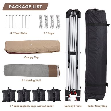 Outdoor Gazebo with Mosquito Netting, Pop-Up Canopy Tent for Patio Backyard, 2-Tiered Vented Top