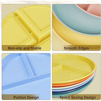Great Ambitions 8-Pack Adult Divided Plates: Portion Control, Microwave Safe, Unbreakable