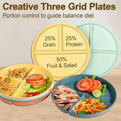 Great Ambitions 8-Pack Adult Divided Plates: Portion Control, Microwave Safe, Unbreakable
