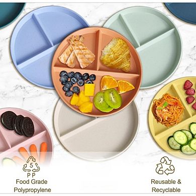 Great Ambitions 8-Pack Adult Divided Plates: Portion Control, Microwave Safe, Unbreakable