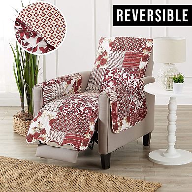 Reversible Patchwork Recliner Chair Cover - Washable Slipcover Furniture Protector with Recliner