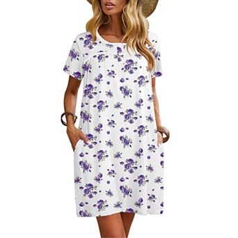 Ekouaer Women Nightgowns Short Sleeve Sleepwear Soft Pajama Dress Sleep Shirt Nightshirt