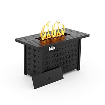 43 Inch Rectangular Propane Fire Pit Table for Outdoor Patio 50,000 BTU Gas Firepit with Lid