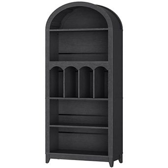 5-Shelf Arched Bookshelf for Books, Decor, and Storage
