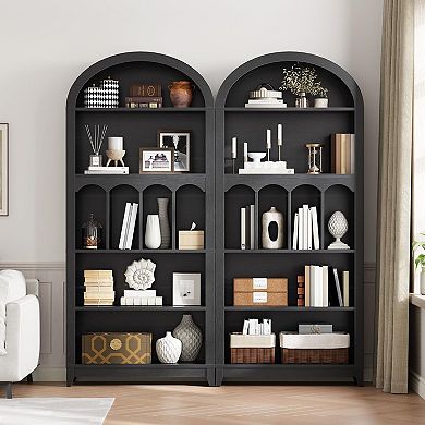 5-Shelf Arched Bookshelf for Books, Decor, and Storage
