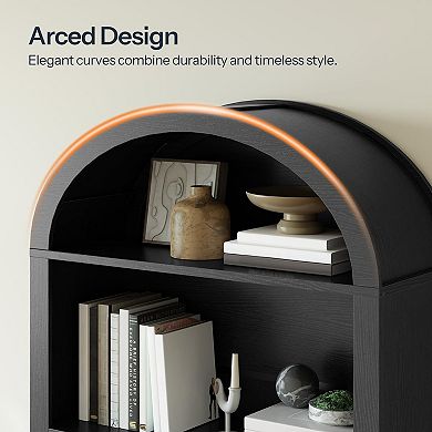 5-Shelf Arched Bookshelf for Books, Decor, and Storage
