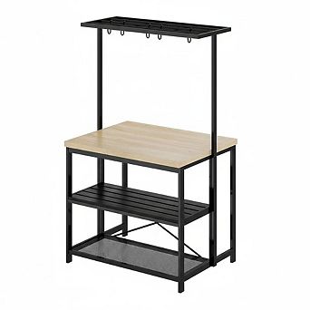 Kitchen Island, 3 tier Microwave Stand Oven Shelf with Storage, Stationary Storage Island