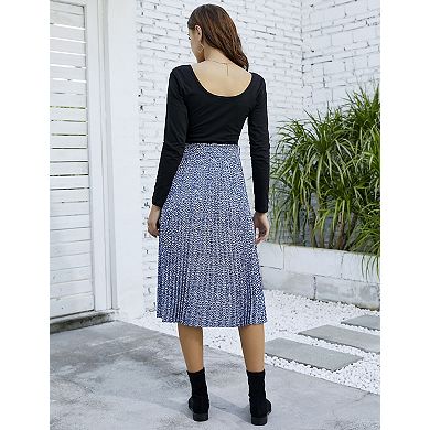 Women's Maternity High Waist Adjustable Belt Pleated Skirt