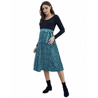 Women's Maternity High Waist Adjustable Belt Pleated Skirt