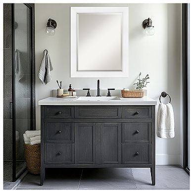 Sloped Beveled Framed Bathroom Vanity Wall Mirror