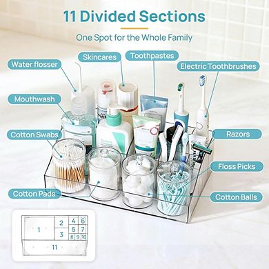 Great Ambitions 5-Pack Bathroom Organizer: Tray & 4 Jars for Vanity Storage