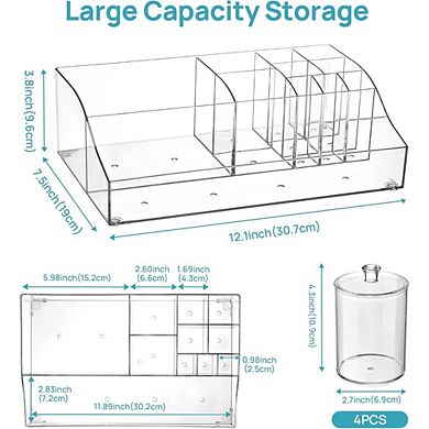 Great Ambitions 5-Pack Bathroom Organizer: Tray & 4 Jars for Vanity Storage