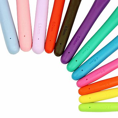 12 pcs Soft Handle Crochet Hooks Set Aluminum Needles for Knitting and Weaving