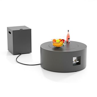 30" Round Propane Fire Pit Table - 50K BTU with Lid, Rocks Tank Storage and Cover