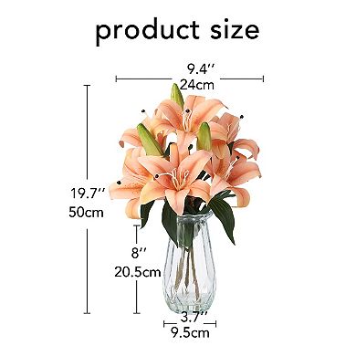 Artificial Lily Arrangement, Real Touch Tiger Lily Floral Floral Centerpiece for Home Decor Indoor