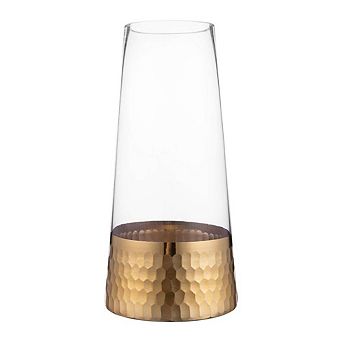 Ornamental Glass Vase With Hammered Gold Base Accent
