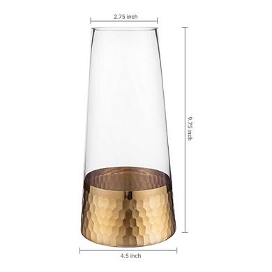 Ornamental Glass Vase With Hammered Gold Base Accent