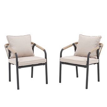 SUNSITT Patio Dining Chair Set of 2, Woven Wicker Outdoor Chairs with Cruved Backrest