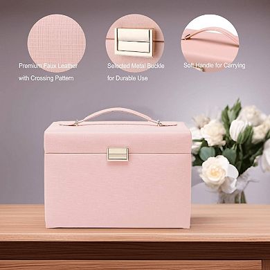 Luxury PU Leather Jewelry Box with Automatic Necklace Compartment