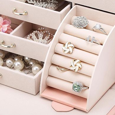 Luxury PU Leather Jewelry Box with Automatic Necklace Compartment