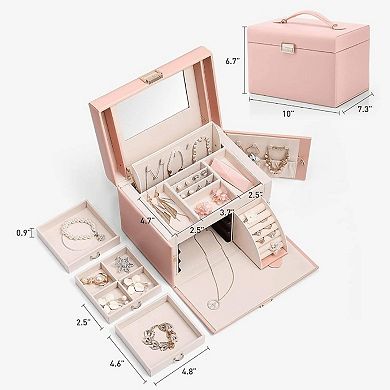 Luxury PU Leather Jewelry Box with Automatic Necklace Compartment