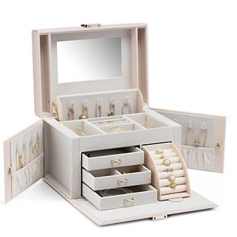 Luxury PU Leather Jewelry Box with Automatic Necklace Compartment