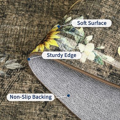 Modern Floral Area Rug Non Slip Foldable Ultra Thin Non Shedding Floor Cover for Bedroom Playroom