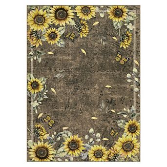 Modern Floral Area Rug Non Slip Foldable Ultra Thin Non Shedding Floor Cover for Bedroom Playroom