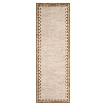 Modern Bordered Area Rug Non Slip Foldable Low Pile Ultra Thin Pet Friendly Floor Cover for Bedroom
