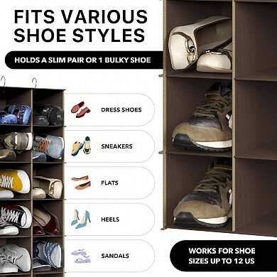 8-Tier Hanging Storage Organizer, 24 Cubbies, Reinforced Metal Frame, Versatile Use