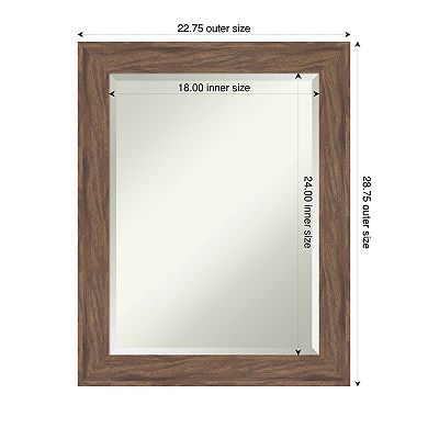 Pia Medium BRN Beveled Framed Bathroom Vanity Wall Mirror