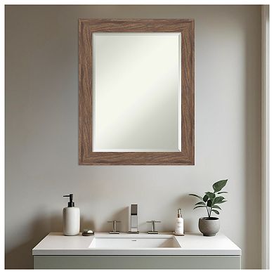 Pia Medium BRN Beveled Framed Bathroom Vanity Wall Mirror