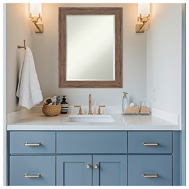 Pia Medium BRN Beveled Framed Bathroom Vanity Wall Mirror